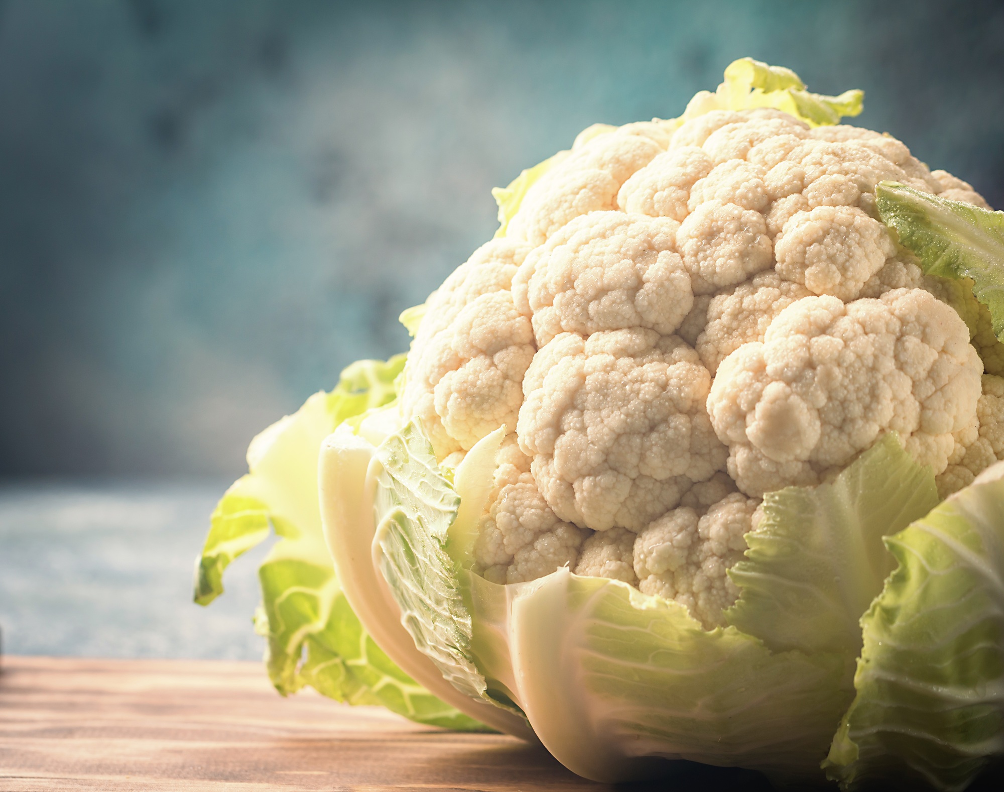 Organic cauliflower on gray background
